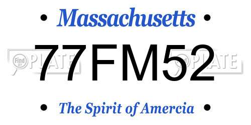 77FM52 Massachusetts License Plate
