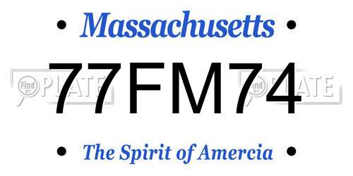 77FM74 Massachusetts License Plate
