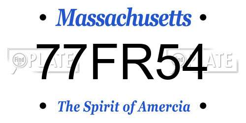 77FR54 Massachusetts License Plate