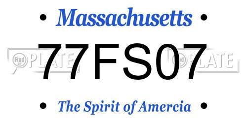 77FS07 Massachusetts License Plate