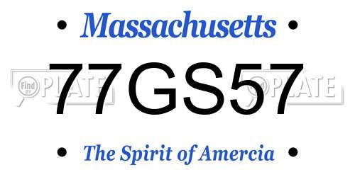 77GS57 Massachusetts License Plate