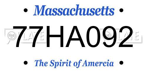 77HA092 Massachusetts License Plate