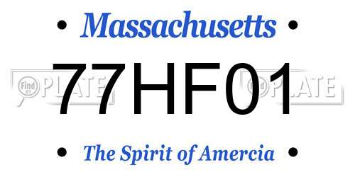 77HF01 Massachusetts License Plate