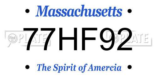 77HF92 Massachusetts License Plate