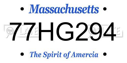 77HG294 Massachusetts License Plate