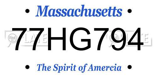 77HG794 Massachusetts License Plate