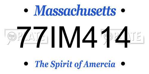 77IM414 Massachusetts License Plate