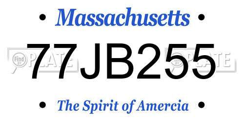 77JB255 Massachusetts License Plate