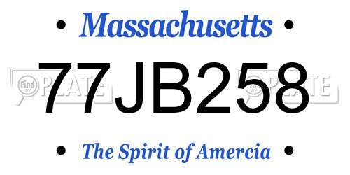 77JB258 Massachusetts License Plate