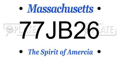 77JB26 Massachusetts License Plate