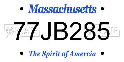 77JB285 Massachusetts License Plate