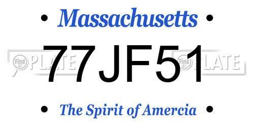 77JF51 Massachusetts License Plate
