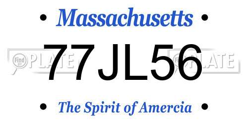 77JL56 Massachusetts License Plate