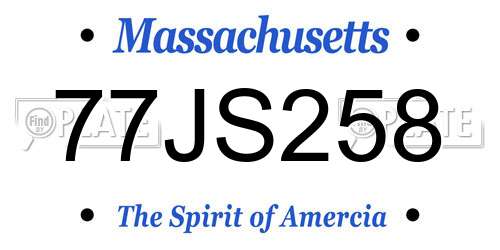 77JS258 Massachusetts License Plate