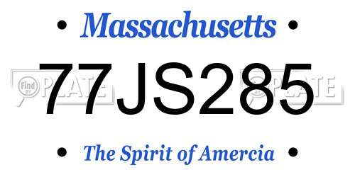 77JS285 Massachusetts License Plate
