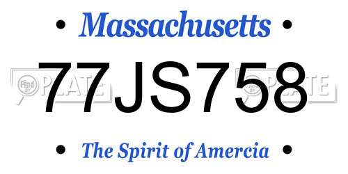 77JS758 Massachusetts License Plate