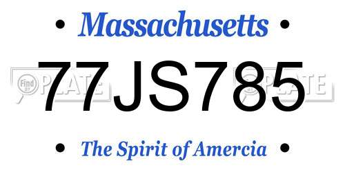 77JS785 Massachusetts License Plate