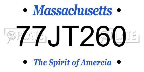 77JT260 Massachusetts License Plate