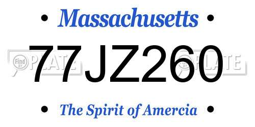 77JZ260 Massachusetts License Plate