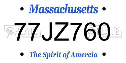 77JZ760 Massachusetts License Plate
