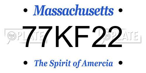 77KF22 Massachusetts License Plate