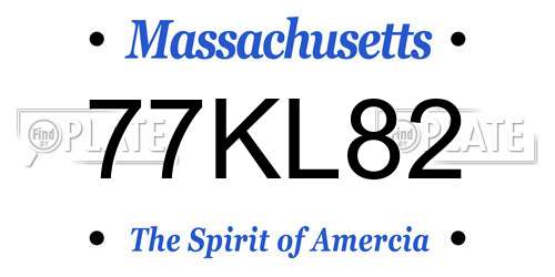 77KL82 Massachusetts License Plate