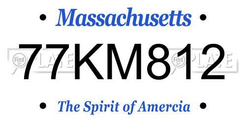 77KM812 Massachusetts License Plate