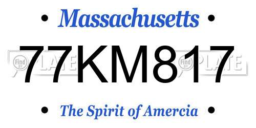 77KM817 Massachusetts License Plate