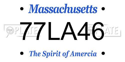 77LA46 Massachusetts License Plate