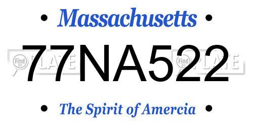 77NA522 Massachusetts License Plate