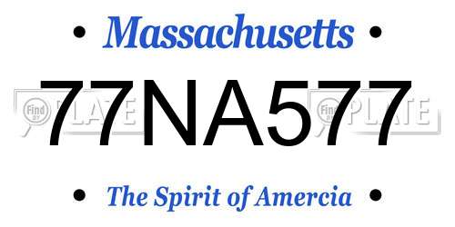 77NA577 Massachusetts License Plate