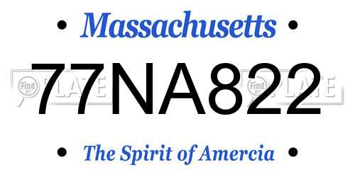 77NA822 Massachusetts License Plate