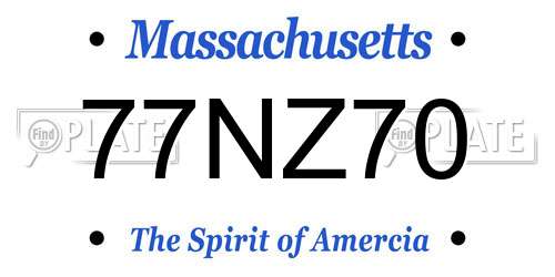 77NZ70 Massachusetts License Plate
