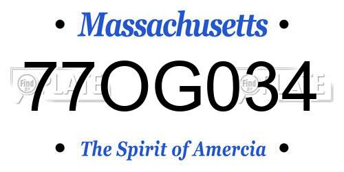 77OG034 Massachusetts License Plate