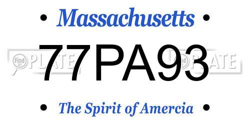 77PA93 Massachusetts License Plate
