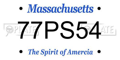 77PS54 Massachusetts License Plate