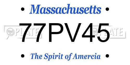 77PV45 Massachusetts License Plate