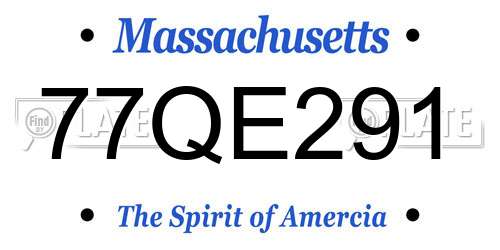 77QE291 Massachusetts License Plate