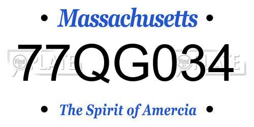 77QG034 Massachusetts License Plate
