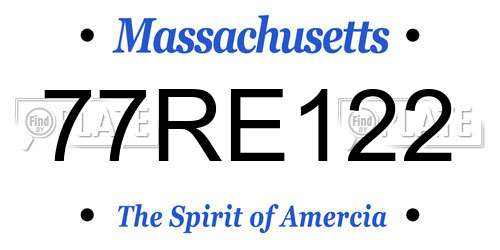 77RE122 Massachusetts License Plate
