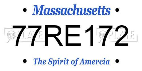 77RE172 Massachusetts License Plate