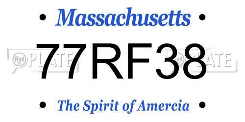 77RF38 Massachusetts License Plate
