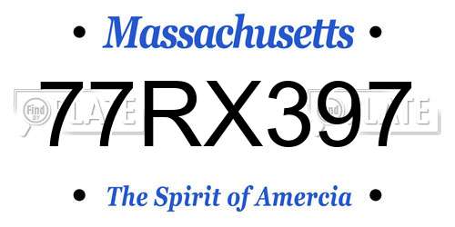 77RX397 Massachusetts License Plate