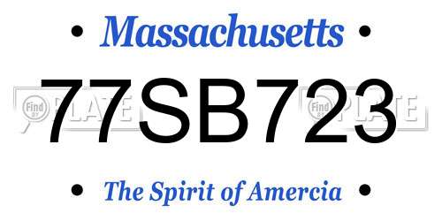 77SB723 Massachusetts License Plate