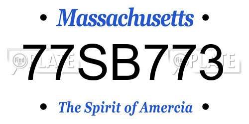 77SB773 Massachusetts License Plate