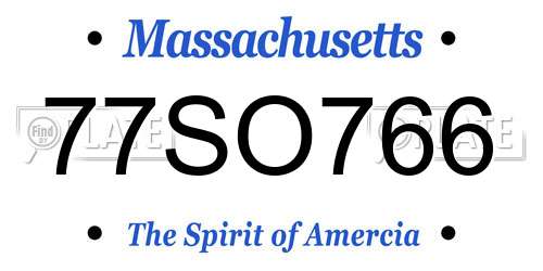 77SO766 Massachusetts License Plate