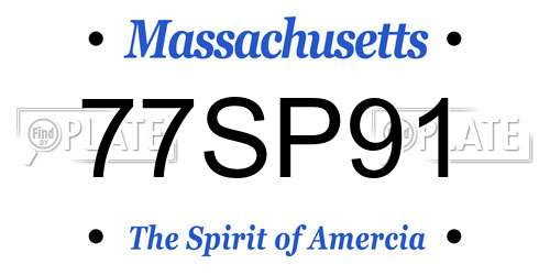 77SP91 Massachusetts License Plate