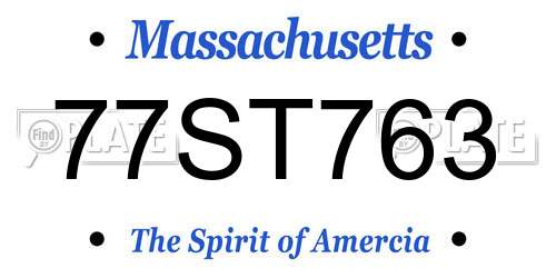 77ST763 Massachusetts License Plate
