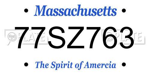77SZ763 Massachusetts License Plate
