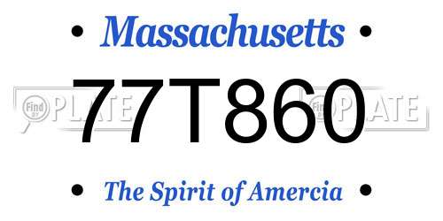 77T860 Massachusetts License Plate